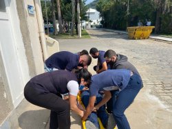 Simulação de incêndio é feita no setor de Faturamento da Santa Casa de Santos